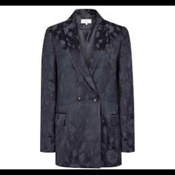 REISS Peony jacket jacquard double breasted blazer in navy Sz 6 NWOT - Picture 3 of 17